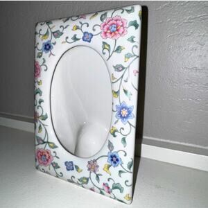 Vintage Floral Porcelain Wall Pocket Vase or Frame • Cottagecore Decor